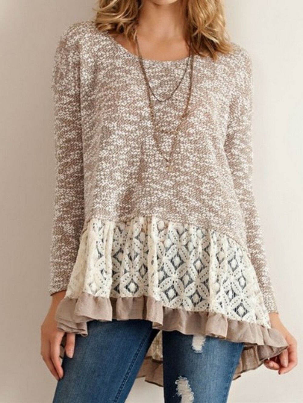 Entro Lightweight Sweater  Mocha. Sz M.Boho-chic Lagenlook Style Cottagecore